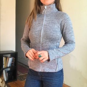 Columbia Full Zip Gray Herringbone Sweater Jacket